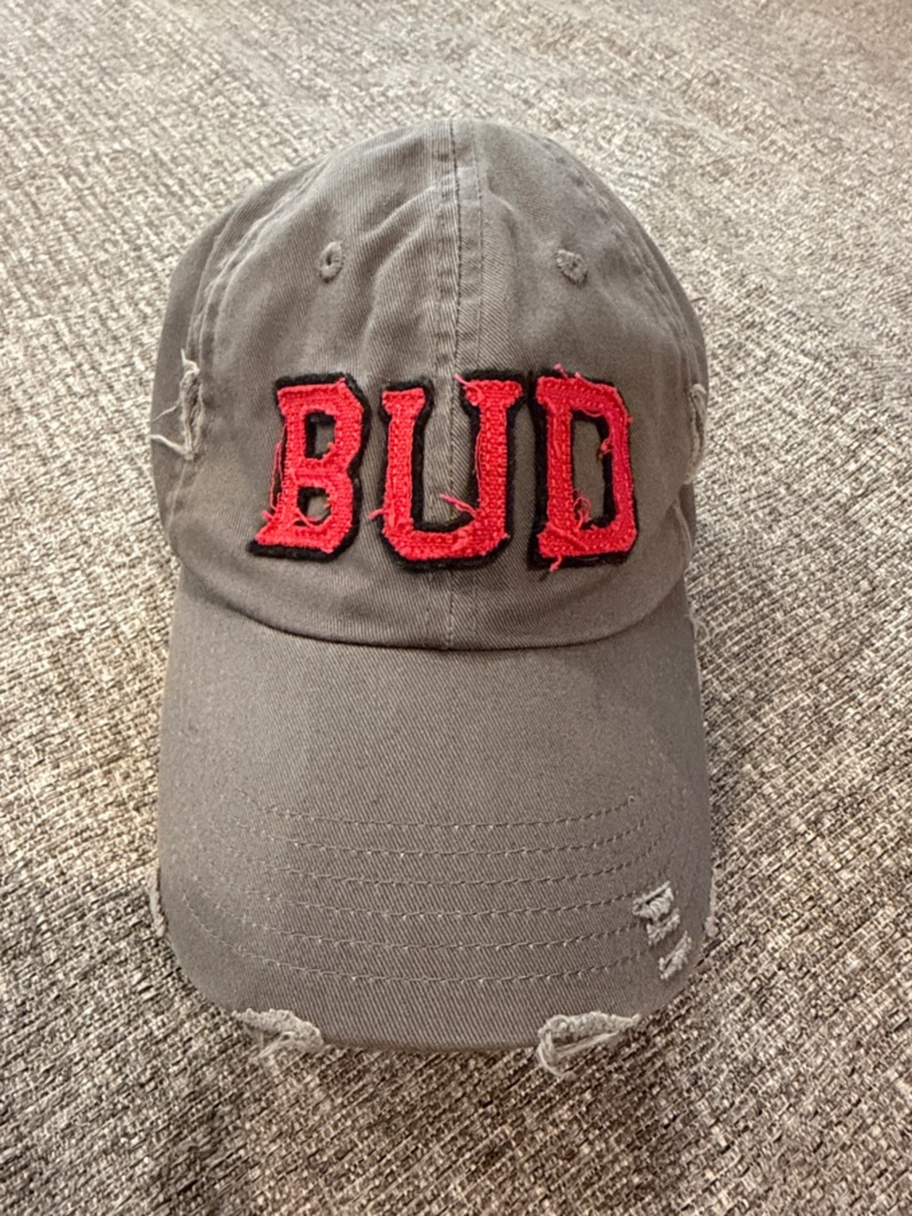Budweiser St Louis Distressed Dad Hat Gray Red Embroidered